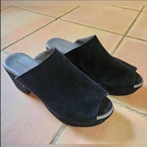 Chocolat Blu Garnnet Suede Platform Peep Toe Clogs